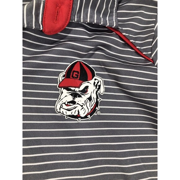 Russell UGA Georgia Bulldogs Men’s Small Gray Striped polo Embroidered - Picture 4 of 6